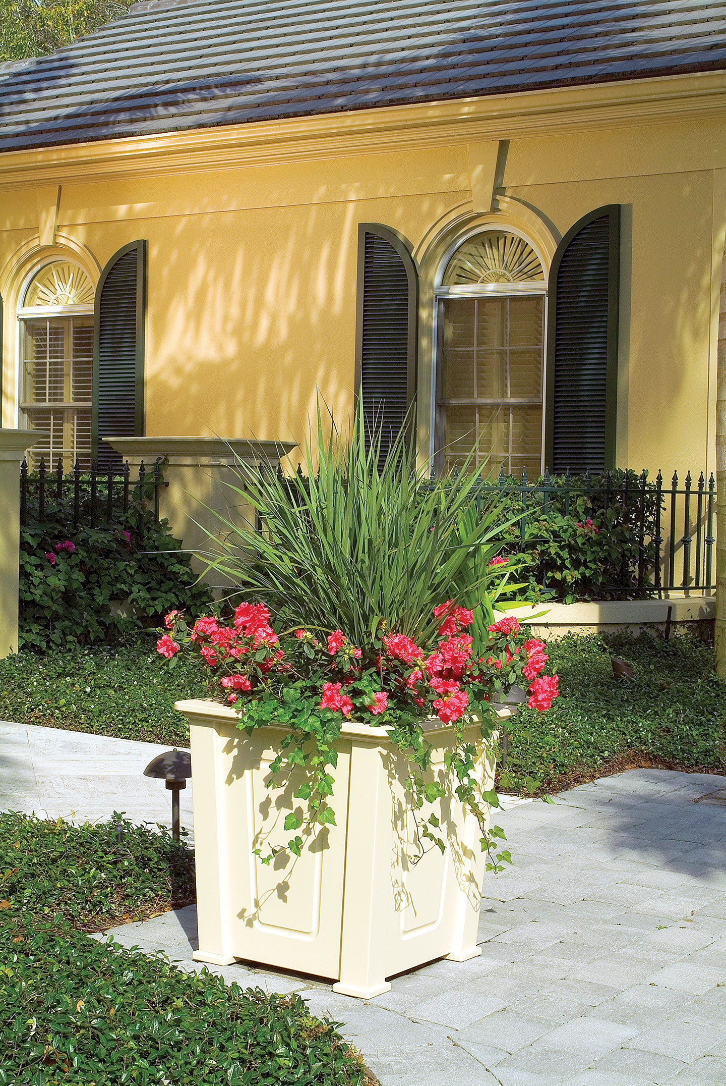 Colorful planter with flowers